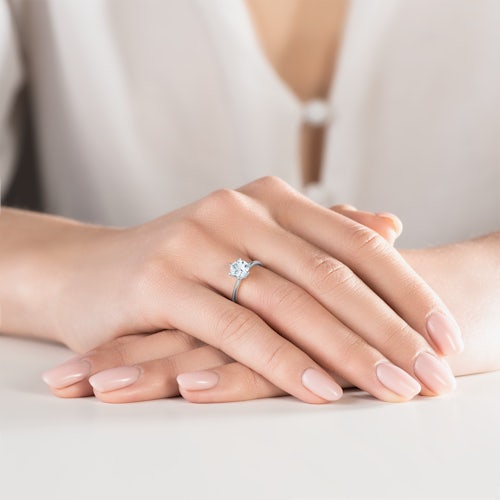 Pierścionek zaręczynowy The Journey: białe złoto, akwamaryn